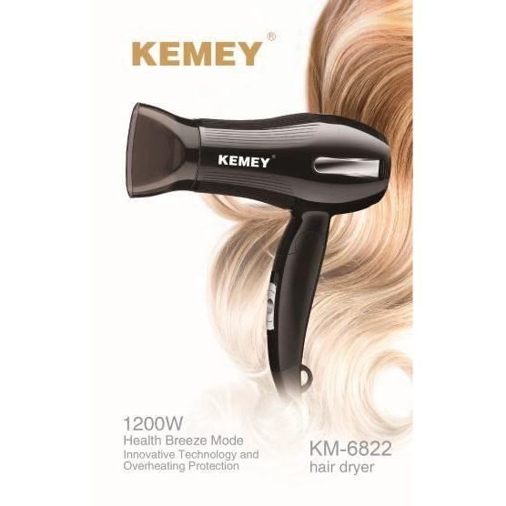 Kemei KM-6822 1200W Foldable Hair Dryer | Portable Hair Blower with Cool Air & Styling Nozzle